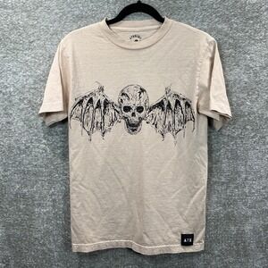 Avenged Sevenfold Deathbat Graphic Band Tee Shirt Beige Mens Small A7X Merch